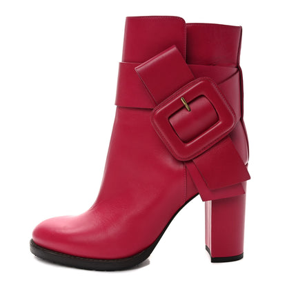 Valentino Garavani Calfskin Buckle Ankle Booties 37 Cyclamin 1 of 8