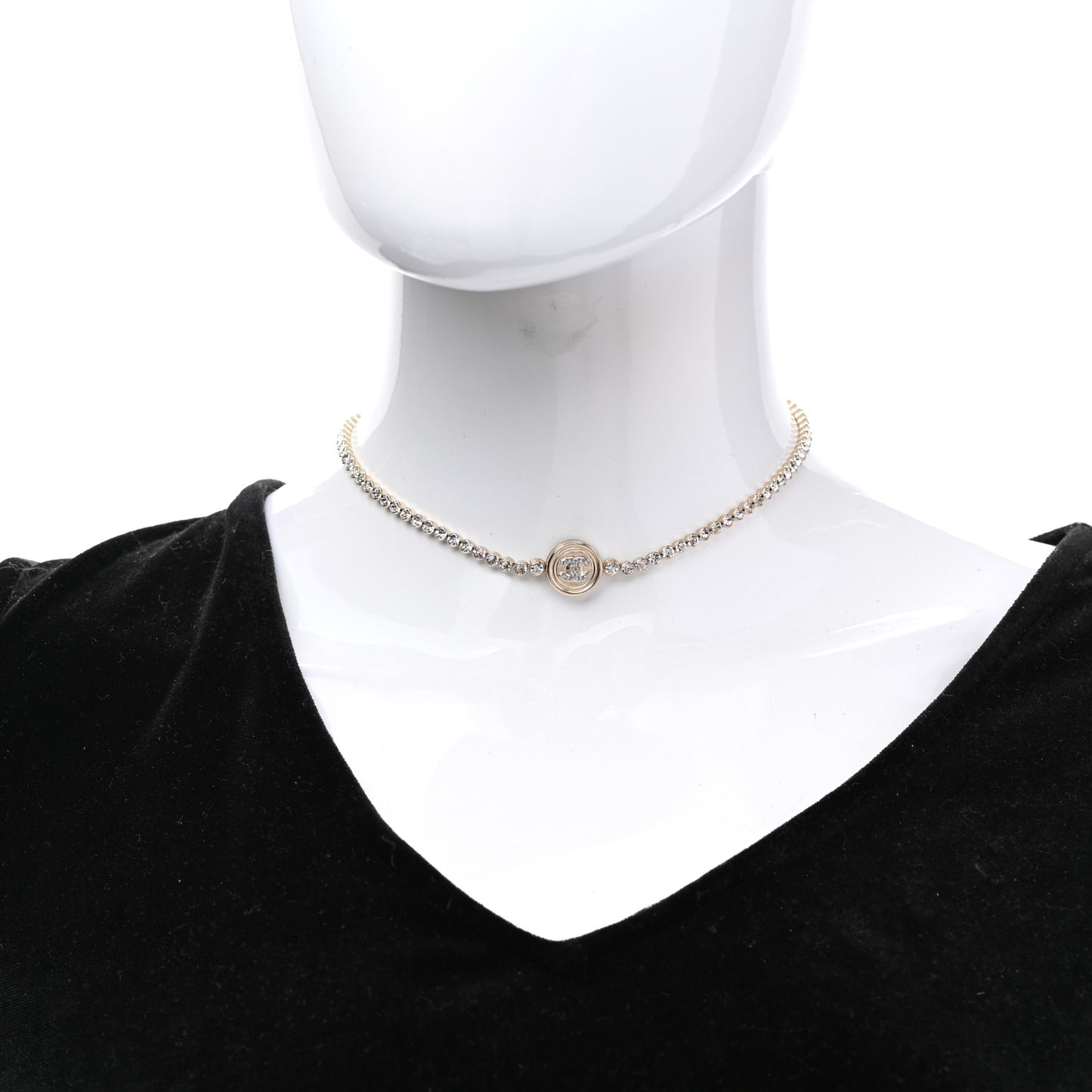Crystal CC Chain Short Necklace Gold