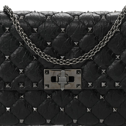 Valentino Garavani Craquele Nappa Rockstud Spike Wallet on Chain Black 7 of 9