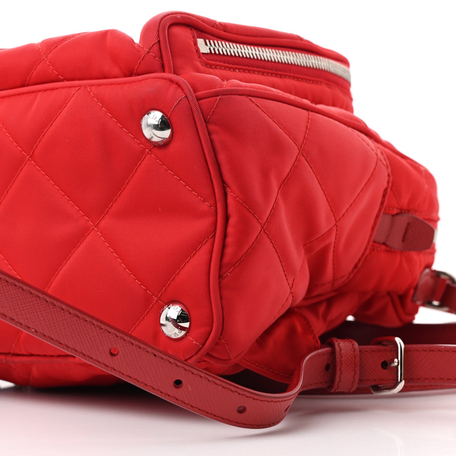 Prada Nylon Tessuto Impuntu Quilted Backpack Rosso 11 of 11