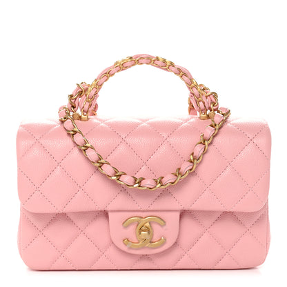 Chanel Caviar Quilted Mini Chain Top Handle Rectangular Flap Light Pink 1 of 12
