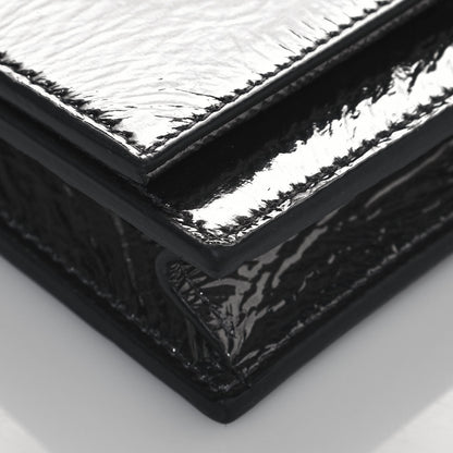 Saint Laurent Metallic Crackled Calfskin Kate Monogram Tassel Chain Wallet Argento 8 of 13