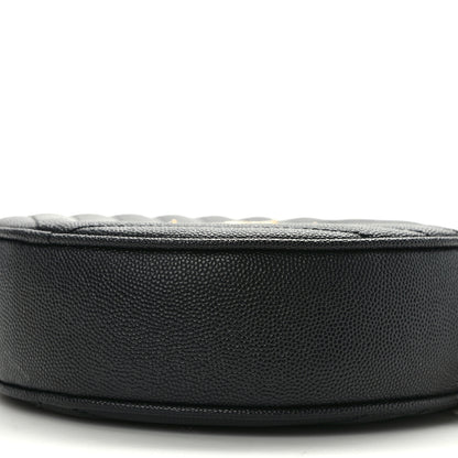 Saint Laurent Grain De Poudre Matelasse Chevron Quilted Round Vinyle Camera Bag Black 10 of 13