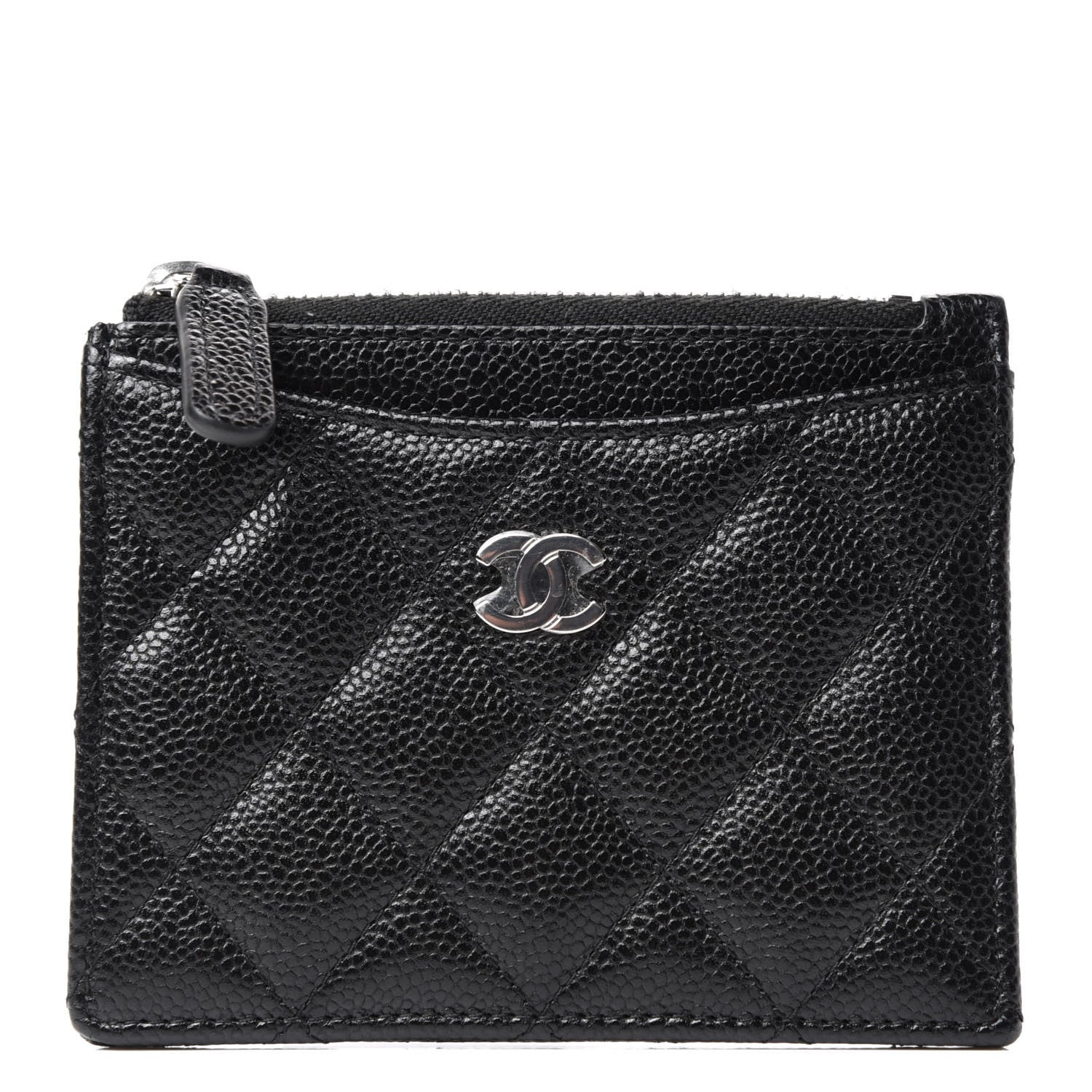 Chanel Caviar Quilted CC Zip Card Holder Black 1 of 8