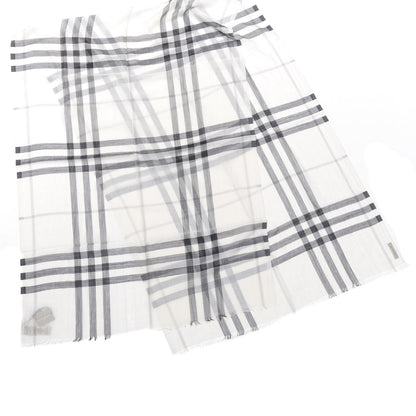 Burberry Wool Silk Gauze Giant Check Lightweight Scarf Natural White 2 of 5