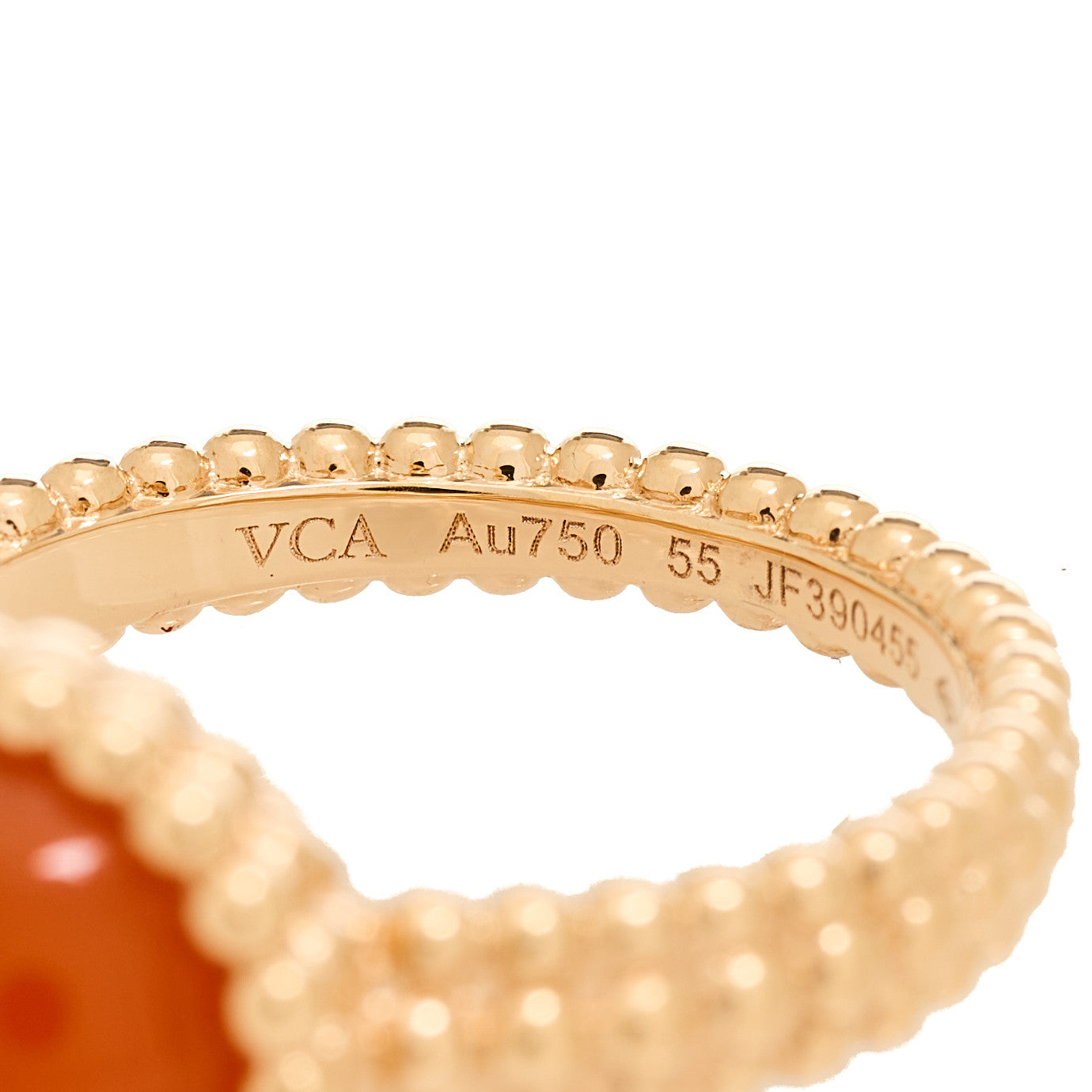 18K Rose Gold Carnelian Perlee Couleurs Ring 55 7.25