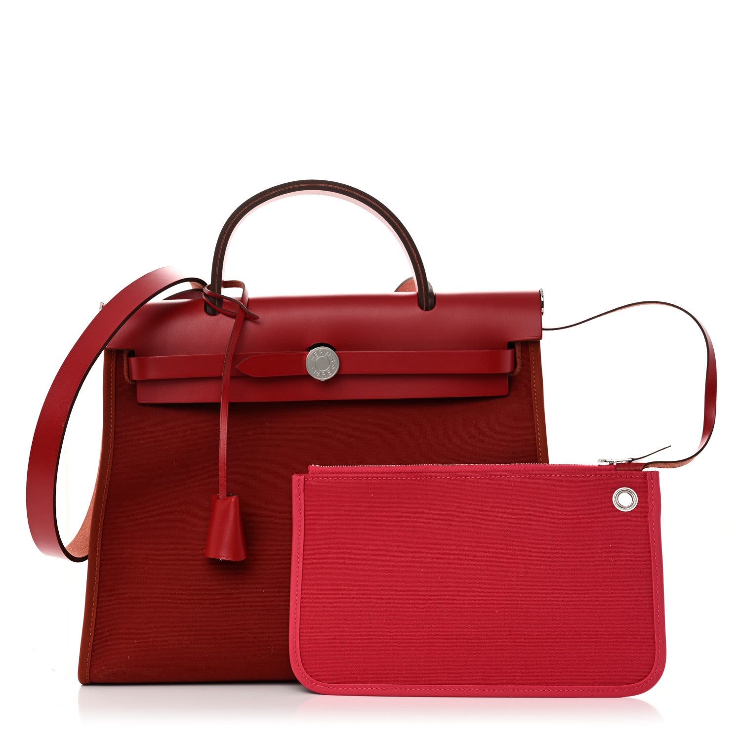 Hermes Toile Officier Vache Hunter Verso Herbag Zip 31 PM Rouge Venetian Rouge Piment Rose Extreme 3 of 11