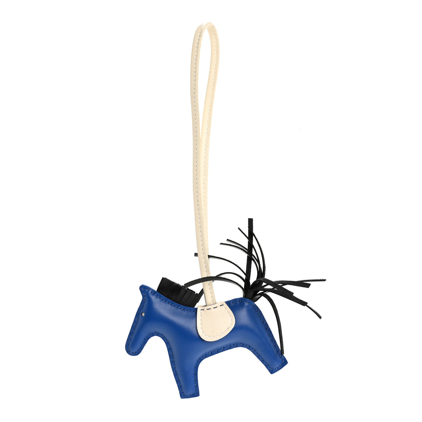 Milo Lambskin Grigri Rodeo Horse Bag Charm PM Bleu France Nata Black