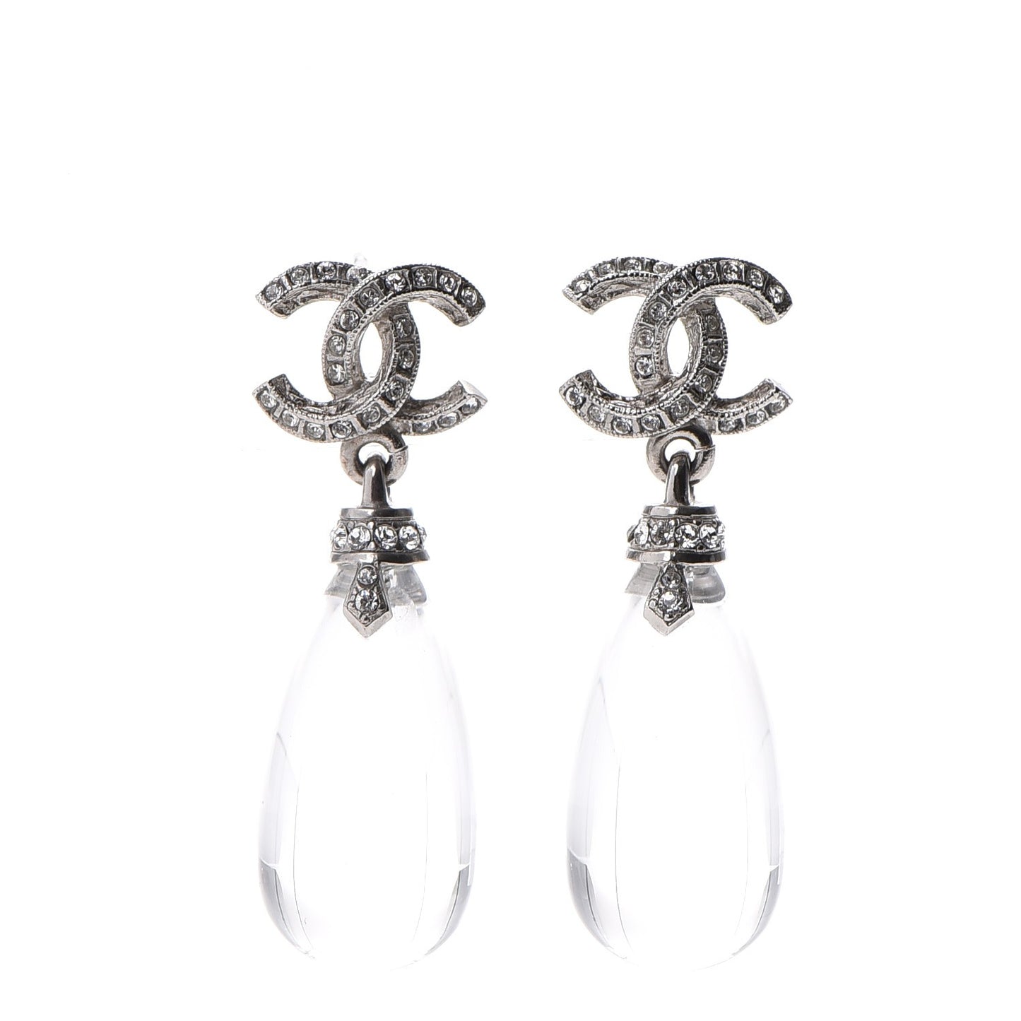 Ruthenium Crystal CC Drop Earrings Silver