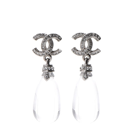Chanel Ruthenium Crystal CC Drop Earrings Silver 1 of 7