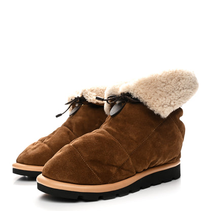 Louis Vuitton Suede Shearling Quilted Flat Ankle Boot 41 Beige 4 of 9