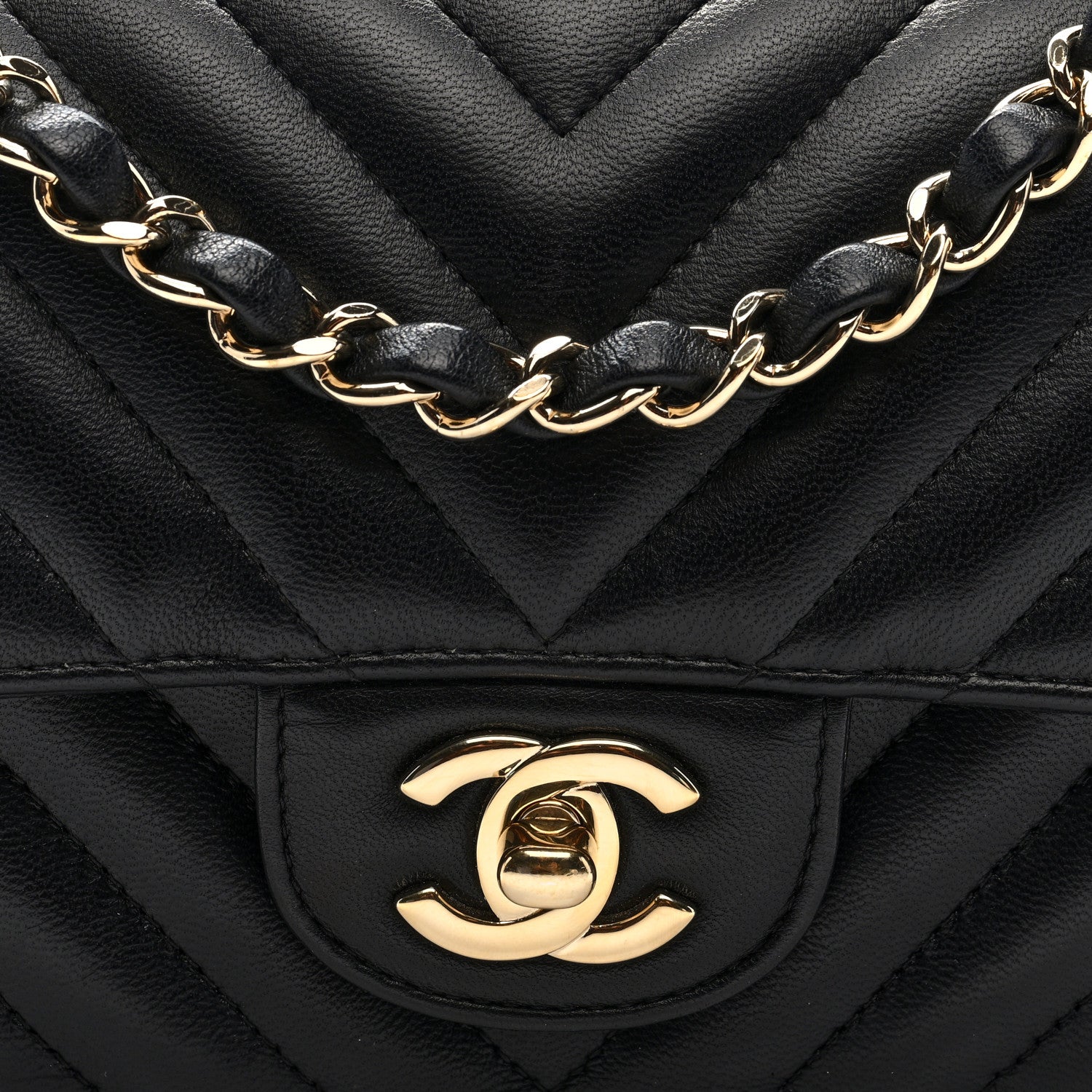 Chanel Lambskin Chevron Quilted Mini Rectangular Flap Black 8 of 11