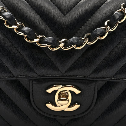 Chanel Lambskin Chevron Quilted Mini Rectangular Flap Black 8 of 11