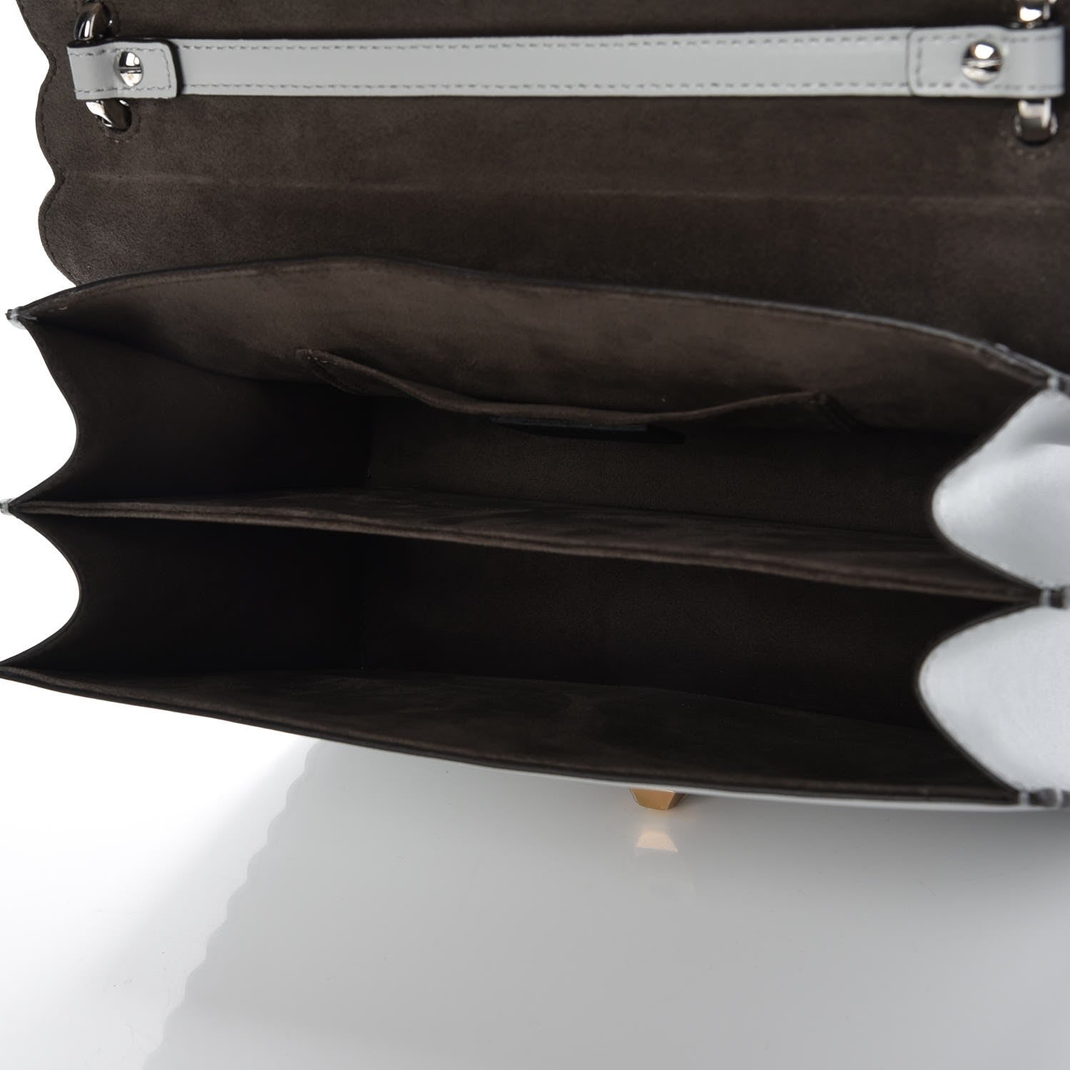Fendi Vitello Liberty Scalloped Spike Studded Kan I Shoulder Bag Grigio Perla Multicolor 7 of 9