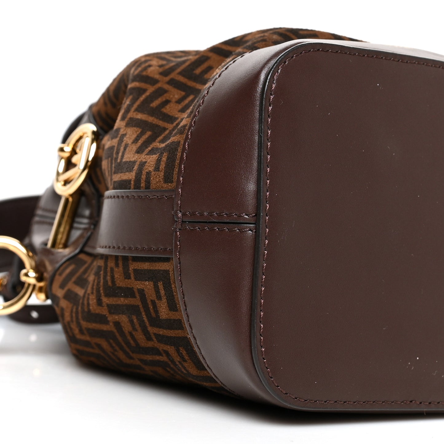 Suede Vitello King F is Fendi Micro FF Mini Mon Tresor Bucket Bag Sigaro Marrone Ebano
