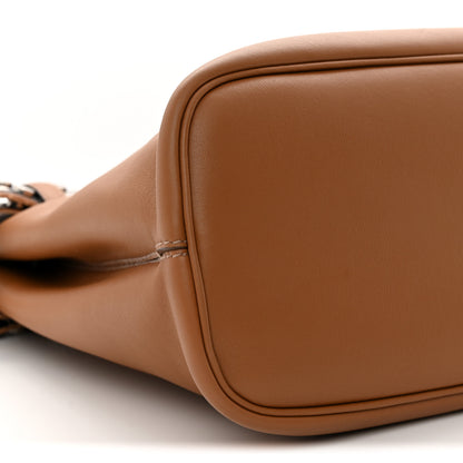 Prada Soft Grain Calfskin Studded Large Buckle Bag With Belt Caramel Black 9 of 10