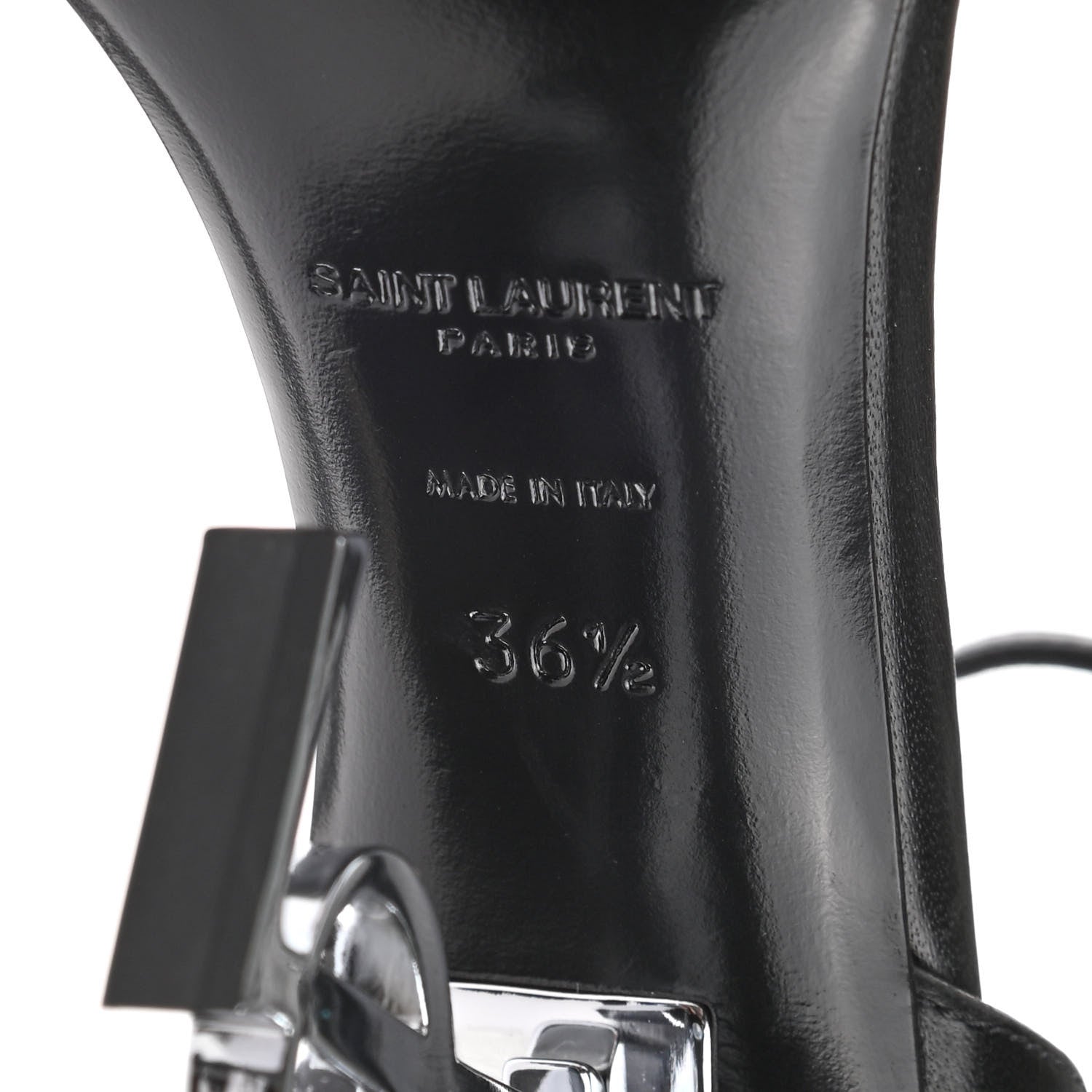 Saint Laurent Calfskin Opyum 110 Sandals 36.5 Black Silver 6 of 9