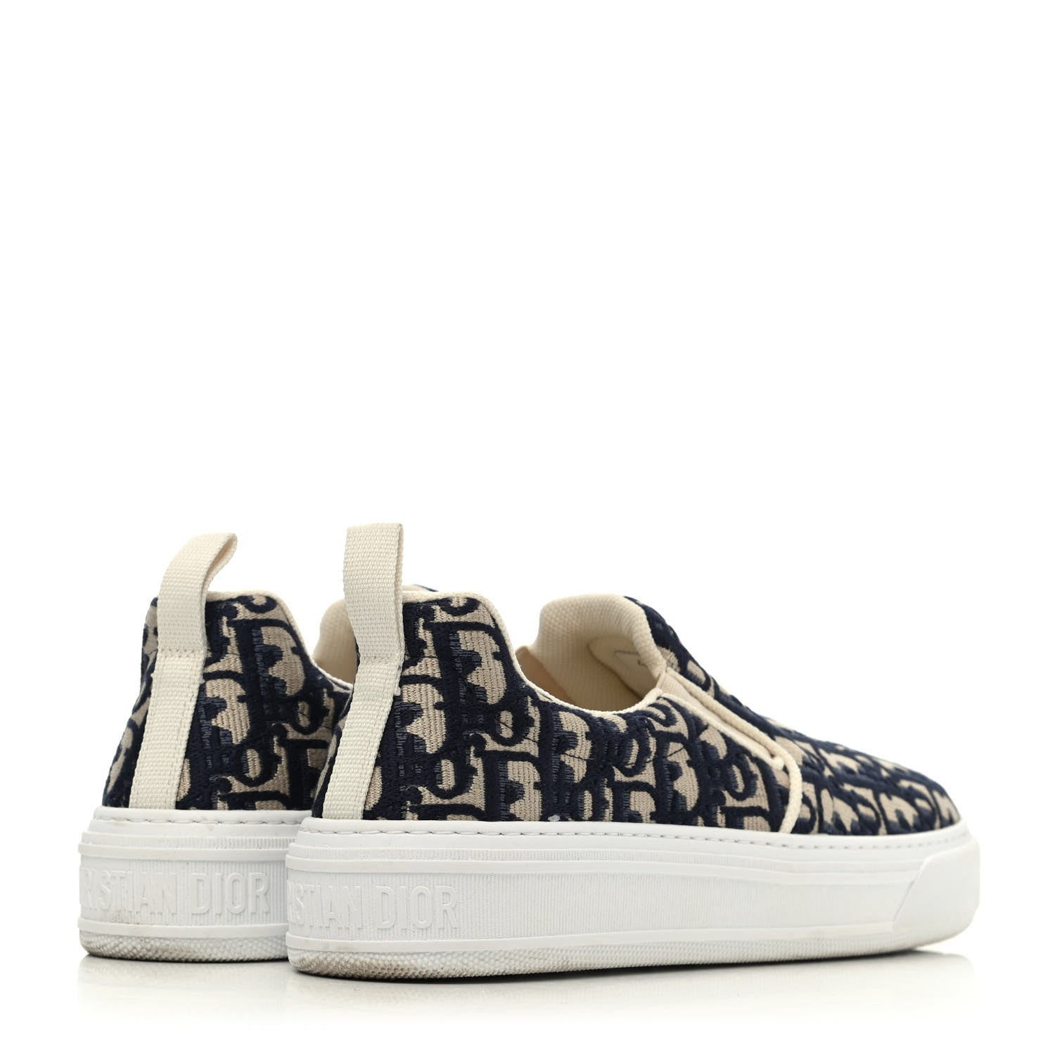 Christian Dior Canvas Oblique Embroidered Womens Solar Slip On Sneakers 40 Deep Blue 3 of 4