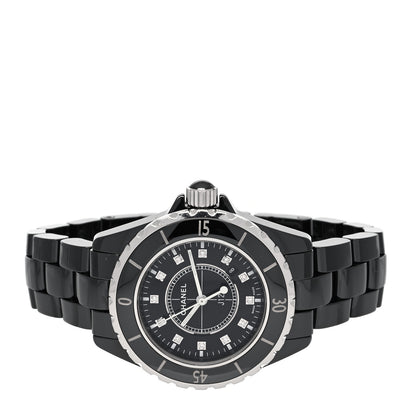 Chanel Stainless Steel Ceramic Diamond 33mm J12 Quartz Watch Black 2 of 4