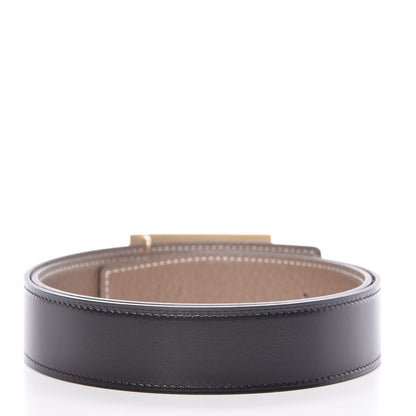 Hermes Box Togo 32mm Collier De Chien CDC Belt 80 Black Etoupe 3 of 8