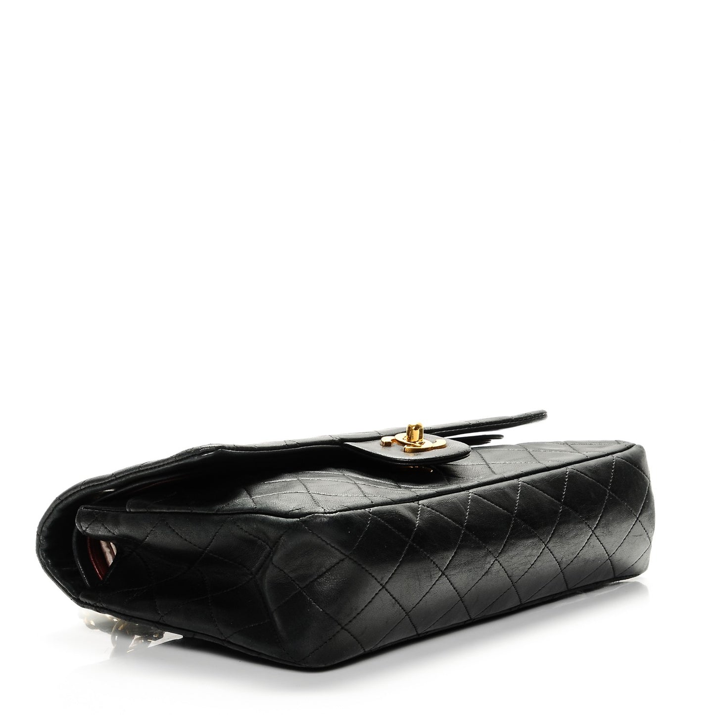 Lambskin Quilted Medium Double Flap Black