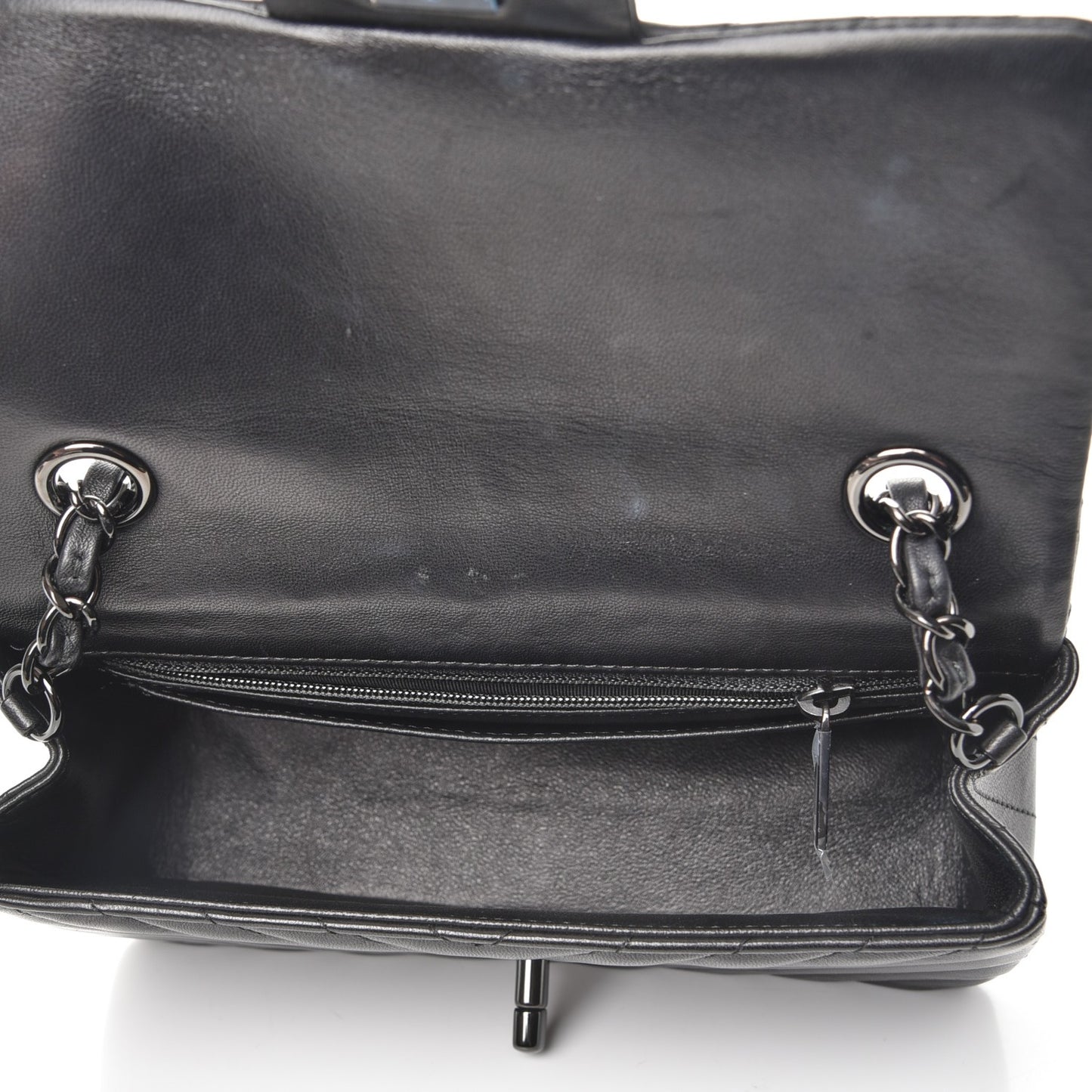 Lambskin Chevron Quilted Mini Rectangular Flap So Black