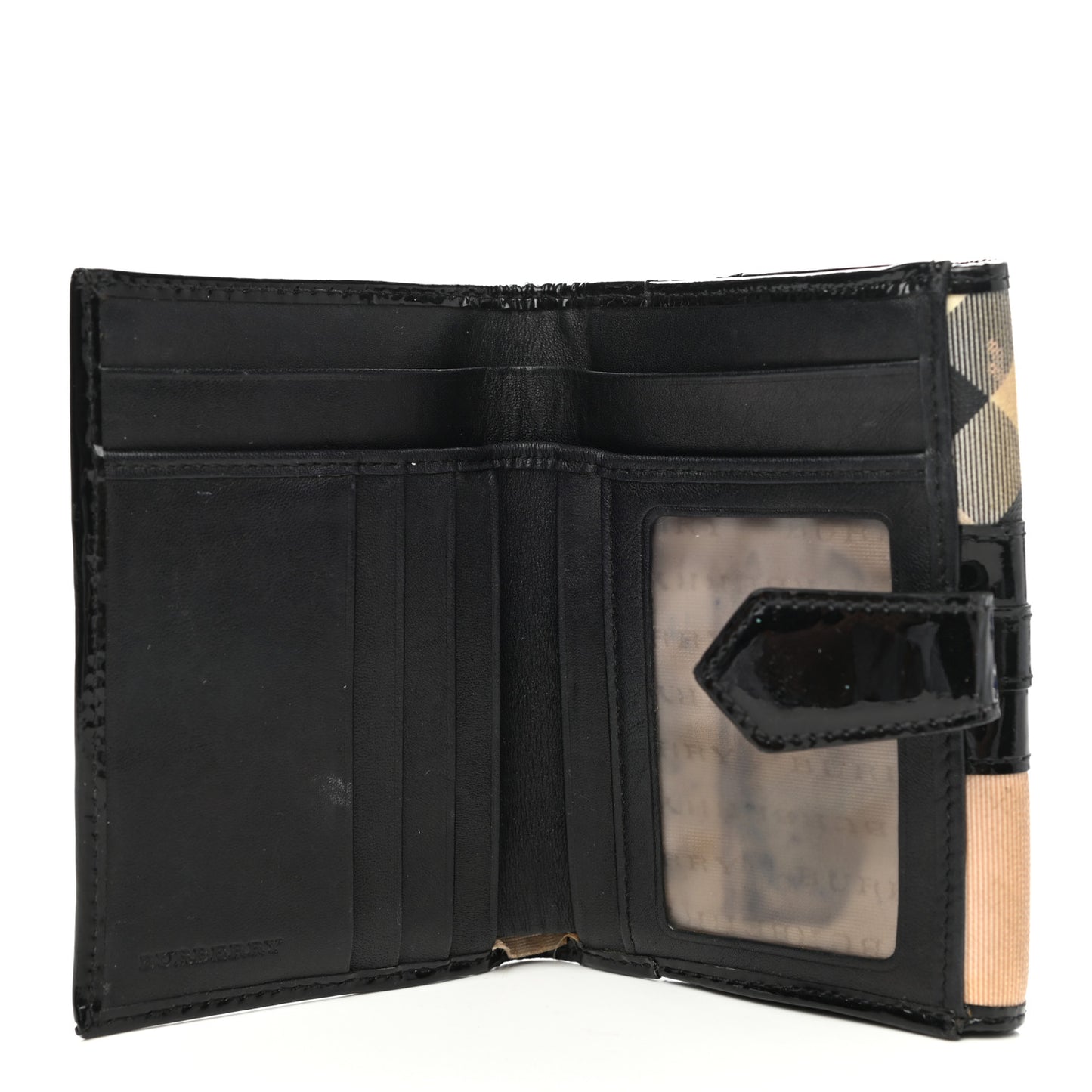 Patent Supernova Check Compact Wallet Black
