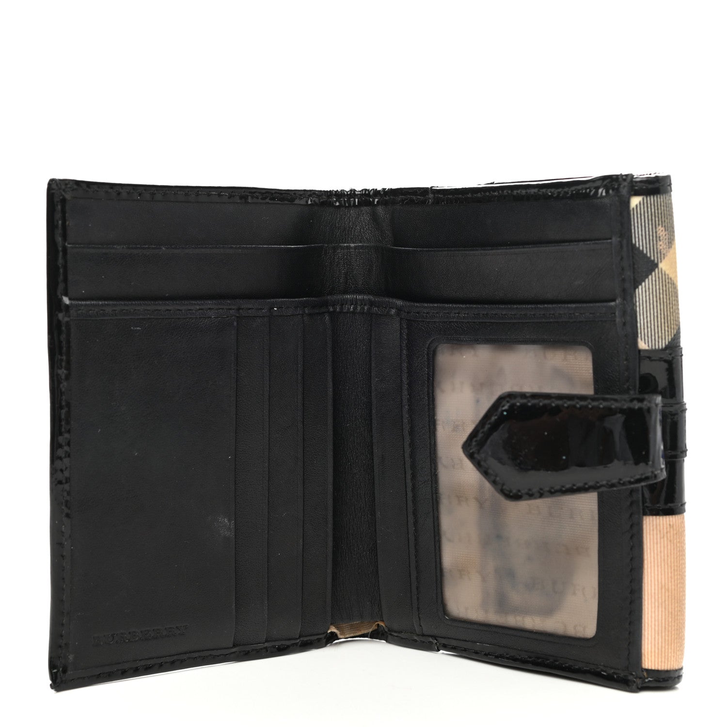 Burberry Patent Supernova Check Compact Wallet Black 5 of 13