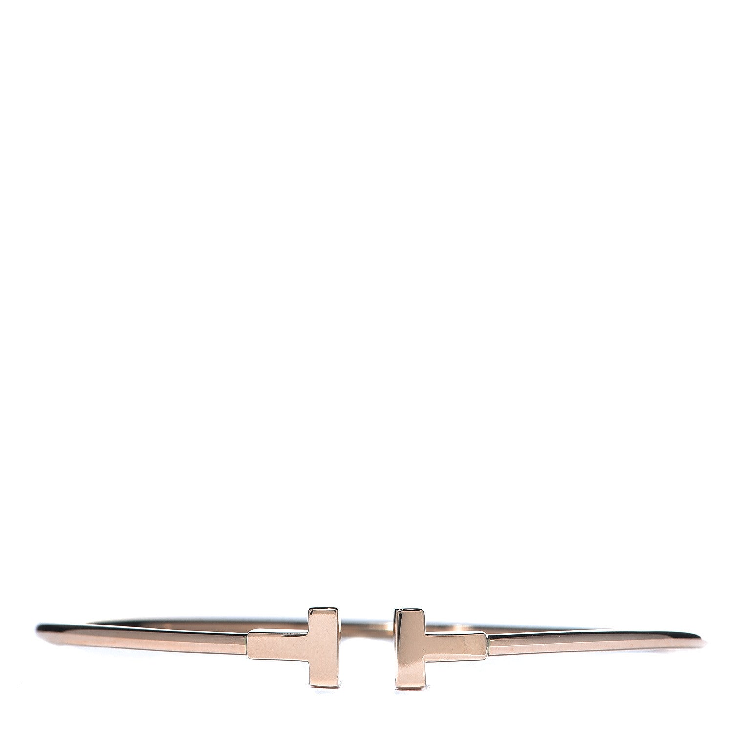 Tiffany 18K Rose Gold Narrow T Wire Bracelet 1 of 4
