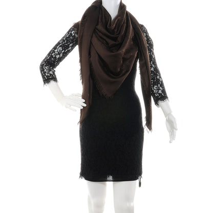 Louis Vuitton Wool Silk Monogram Shawl Chocolate 2 of 5