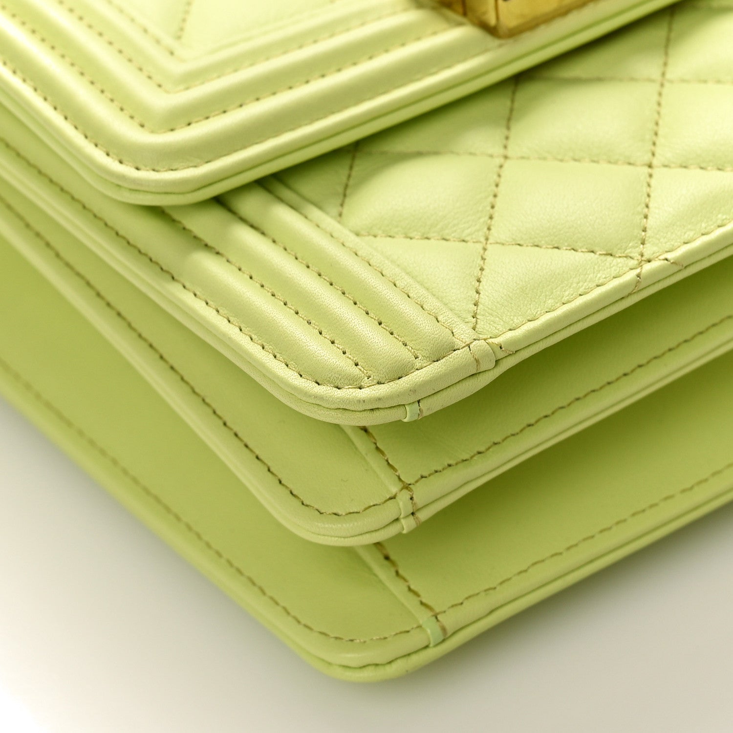 Chanel Calfskin Quilted North South Boy Flap Light Green 8 of 9