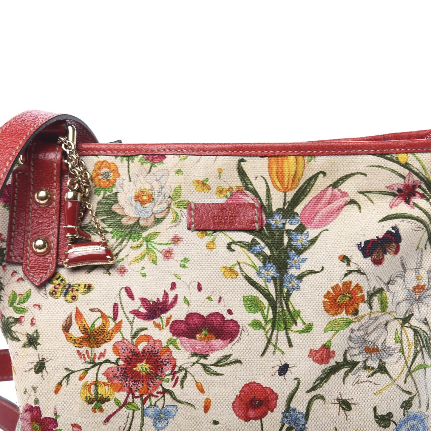 Canvas Flora Floral Crossbody Bag Red