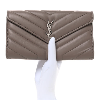 Saint Laurent Lambskin Y Quilted Monogram Large Loulou Flap Wallet Mink 2 of 7