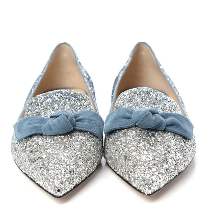 Jimmy Choo Glitter Degrade Fireball Gabie Flats 37.5 Silver Dusk Blue 2 of 10
