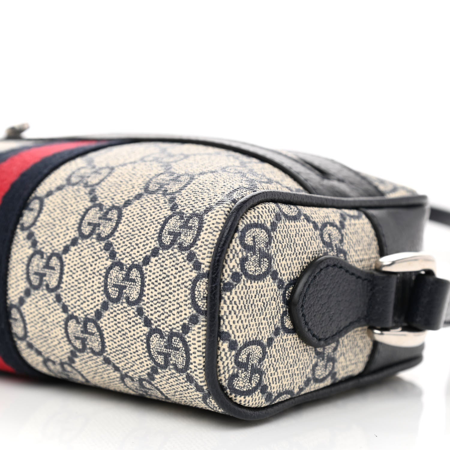 Gucci GG Supreme Monogram Textured Dollar Calfskin Web Mini Ophidia Shoulder Bag Beige Blue 8 of 8