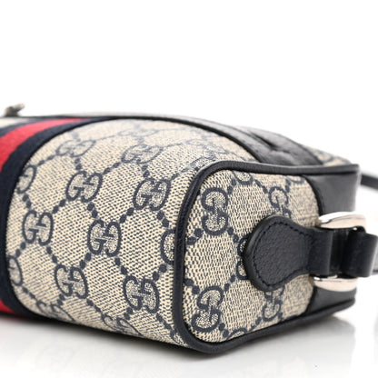 Gucci GG Supreme Monogram Textured Dollar Calfskin Web Mini Ophidia Shoulder Bag Beige Blue 8 of 8