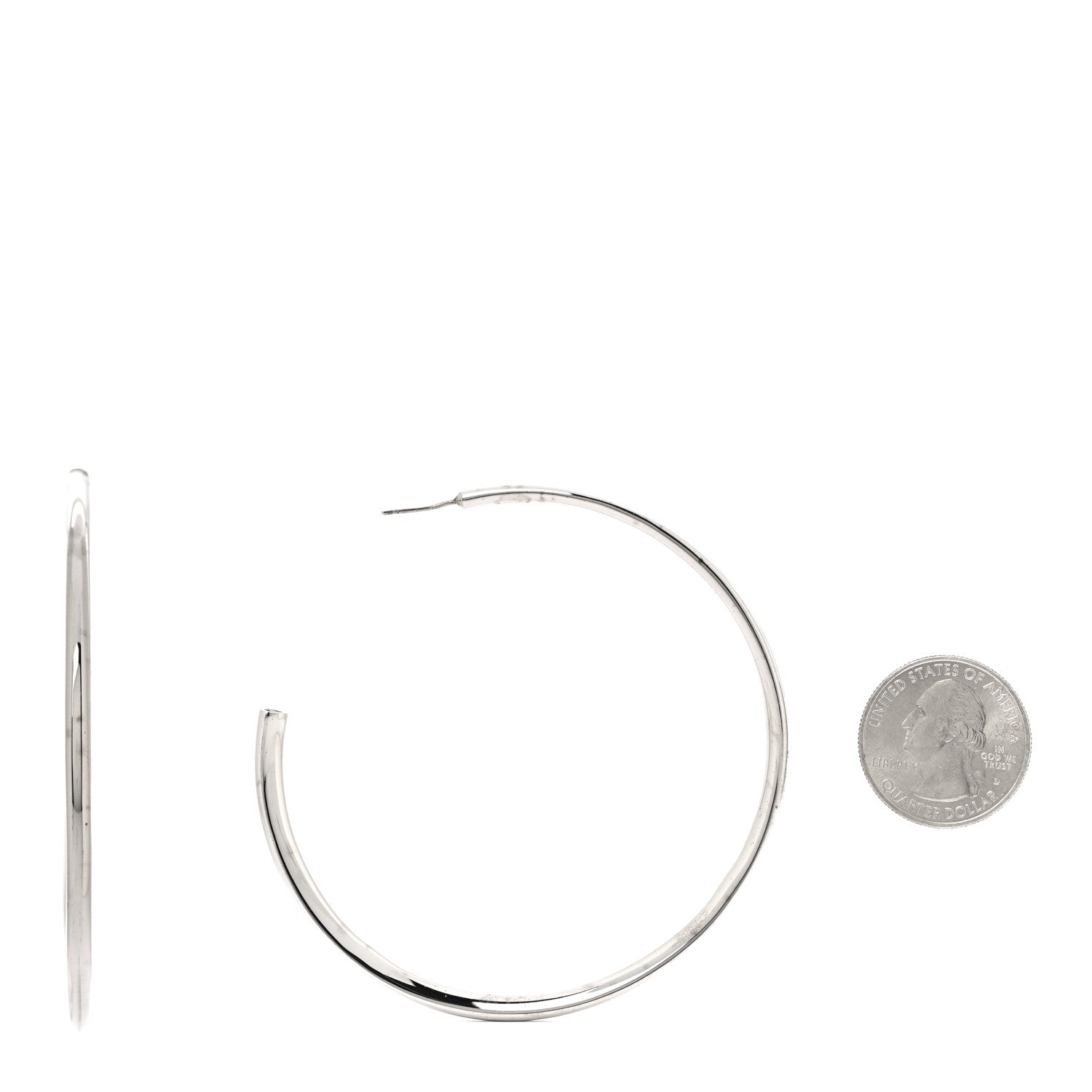 Saint Laurent Metal Heart Hoop Earrings Silver 2 of 6
