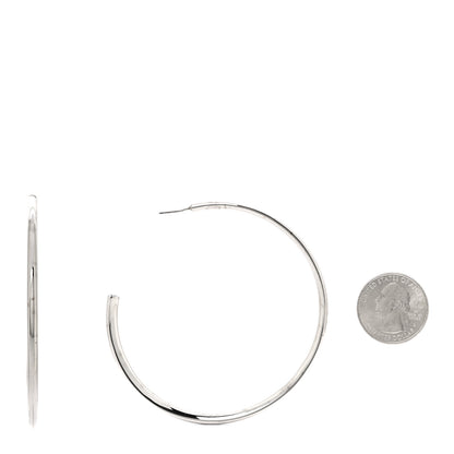 Saint Laurent Metal Heart Hoop Earrings Silver 2 of 6