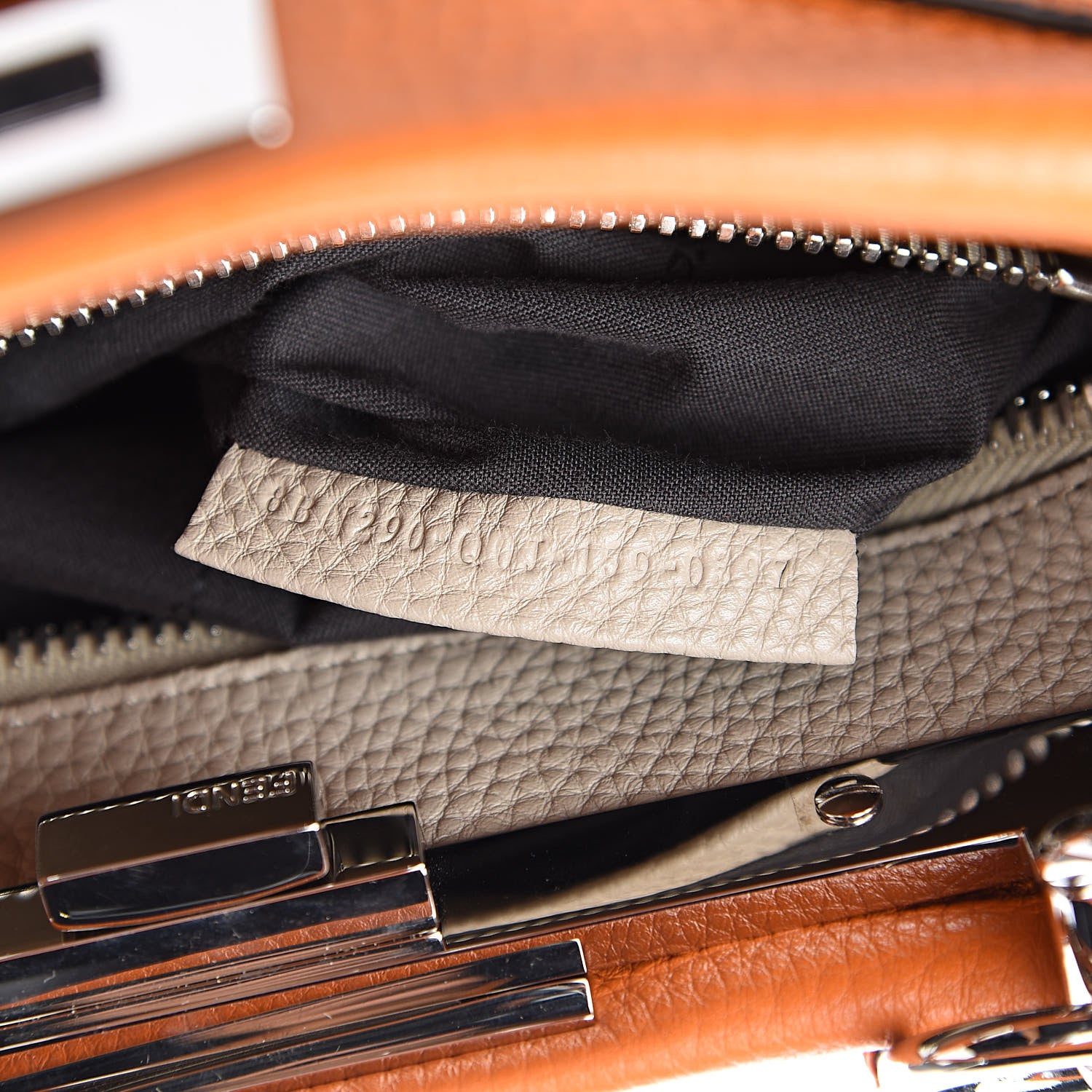 Fendi Cuoio Romano Selleria Bi-Color Medium Peekaboo Iconic Satchel Orange Stone 7 of 10