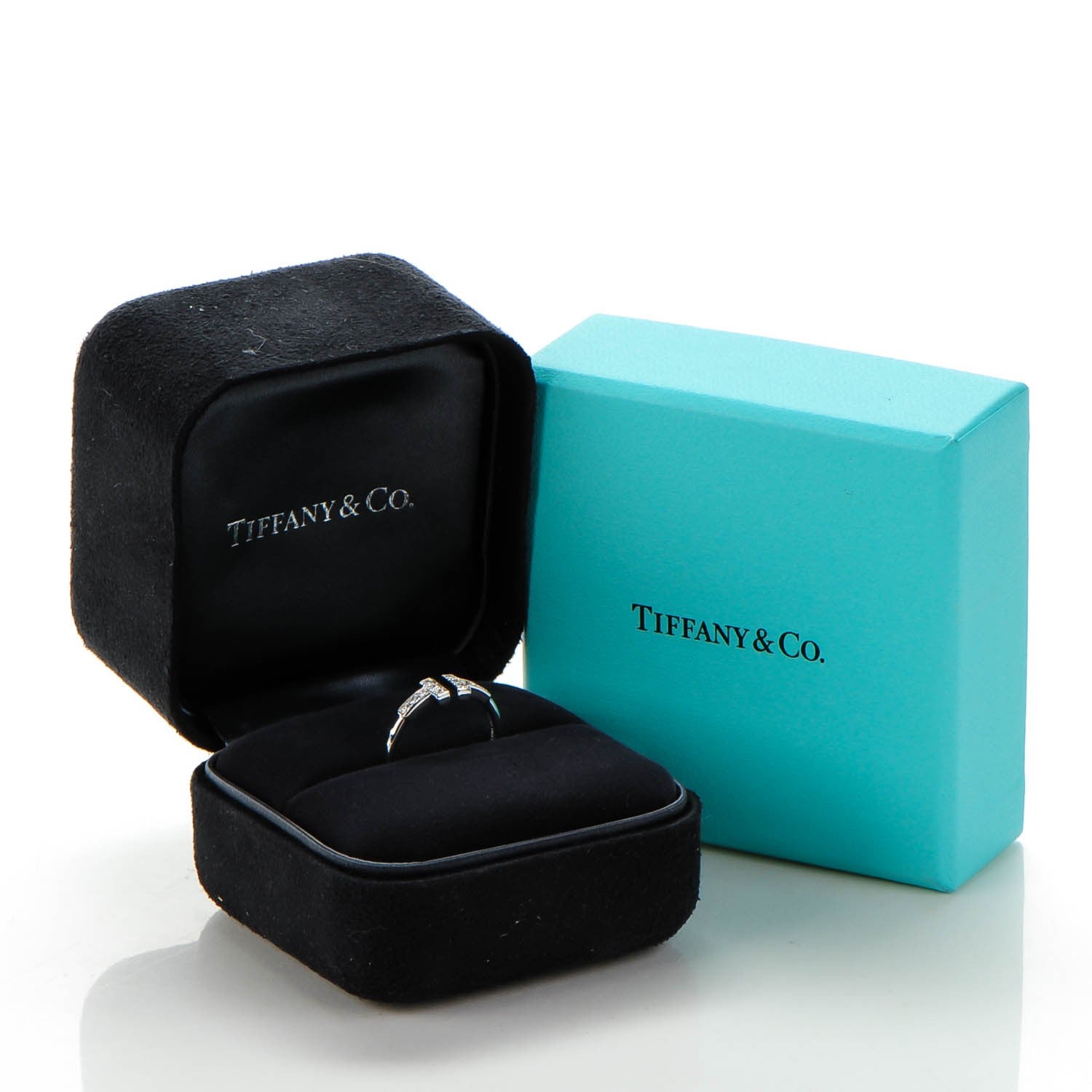 Tiffany 18K White Gold Diamond T Wire Ring 49 5 6 of 6
