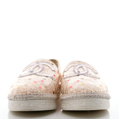 Chanel PVC Tweed CC Espadrilles 39 Coral White Transparent 2 of 9
