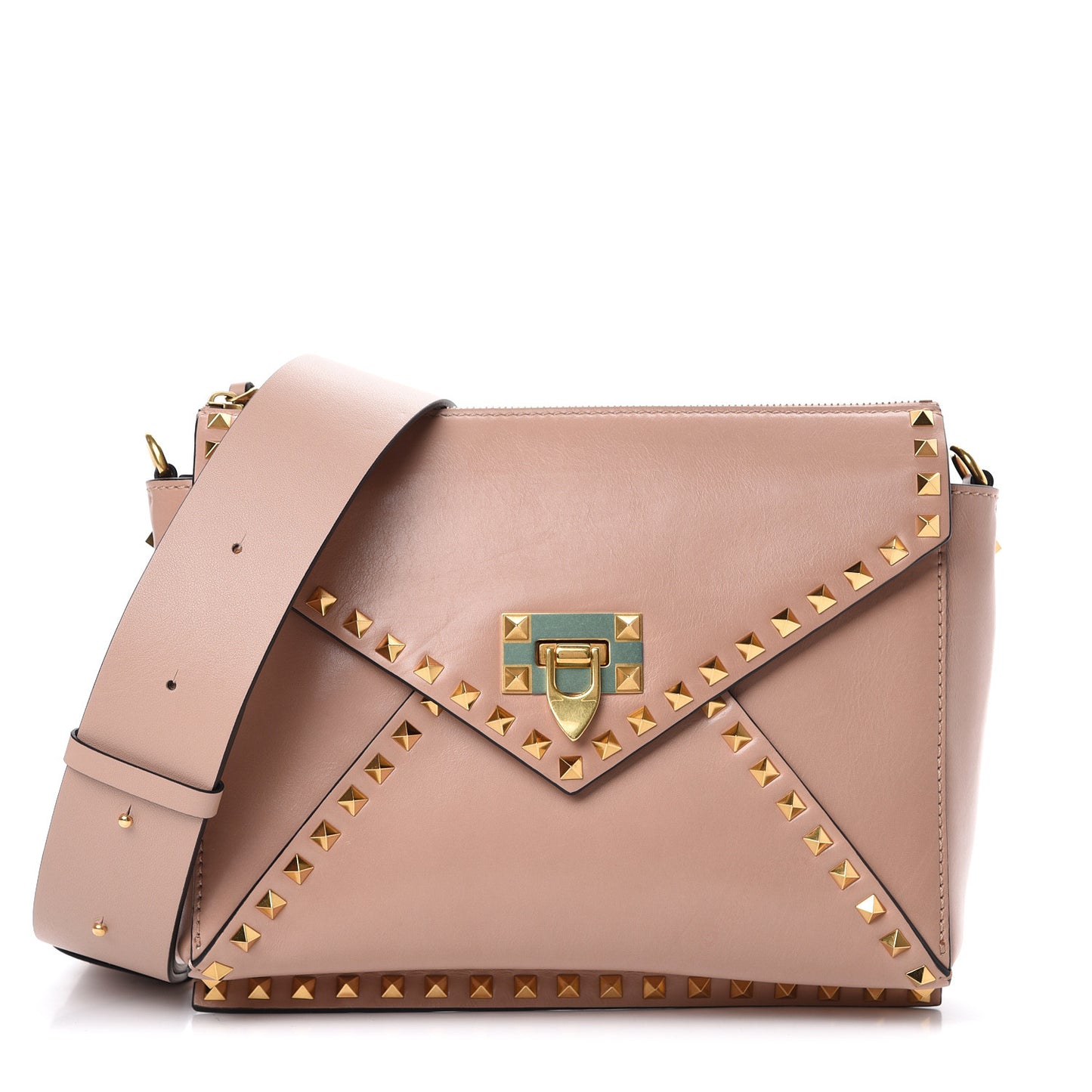 Vitello Rockstud Hype Shoulder Bag Rose Cannelle
