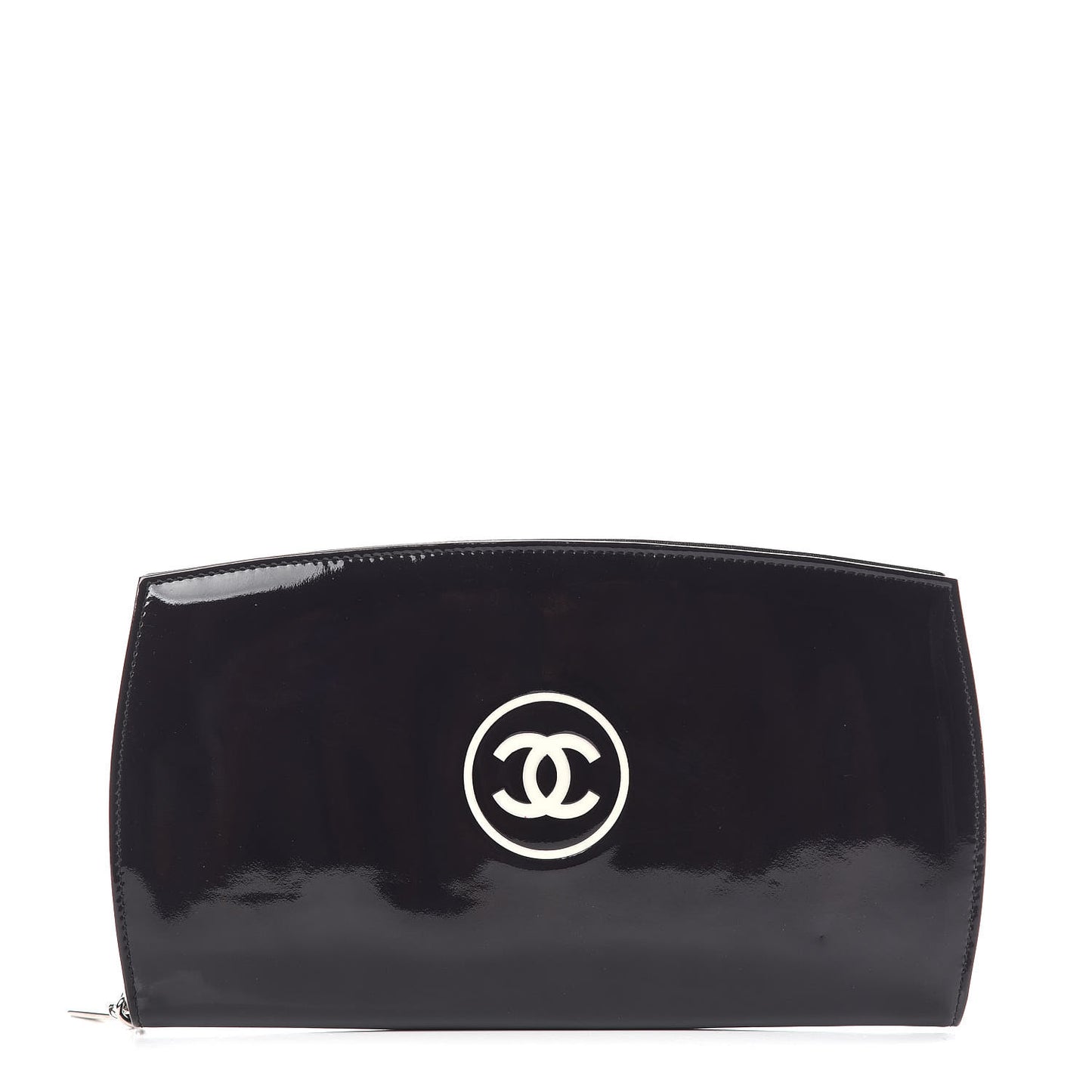 Patent Large CC Compact Zip Gusset Wallet Black