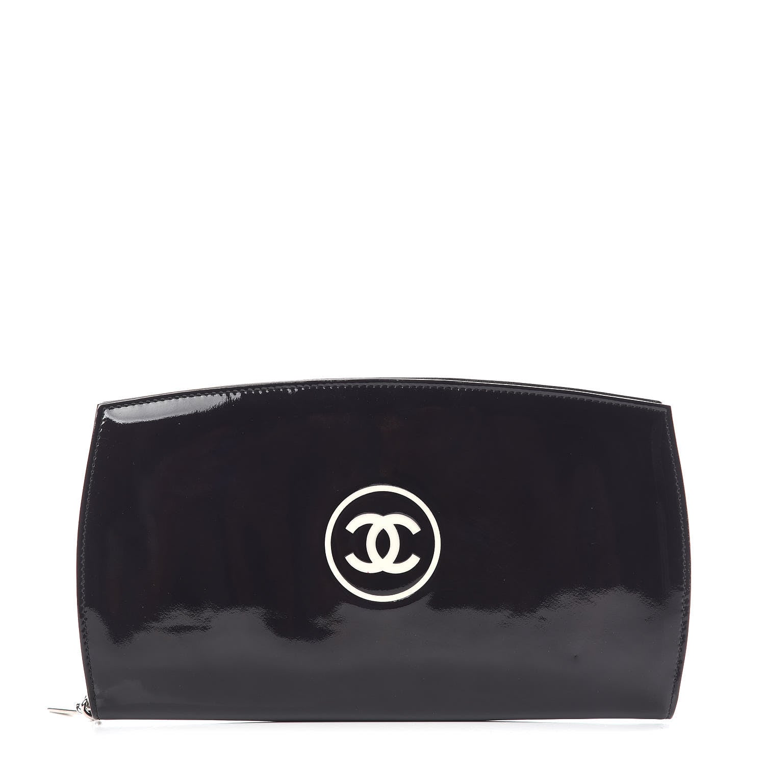 Chanel Patent Large CC Compact Zip Gusset Wallet Black 1 of 8