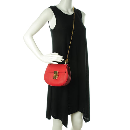 Chloe Grained Lambskin Mini Drew Shoulder Bag Plaid Red 2 of 7