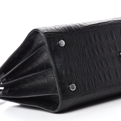 Saint Laurent Calfskin Crocodile Embossed Small Sac De Jour Black 6 of 12