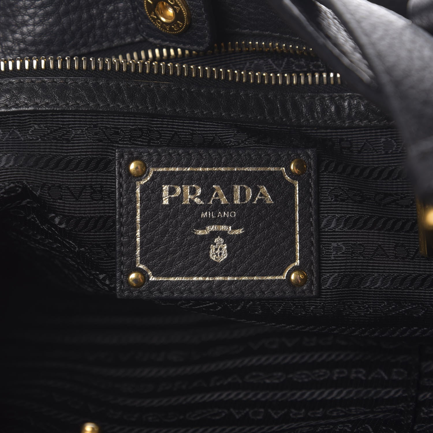 Prada Vitello Daino Side Pocket Tote Black 5 of 9