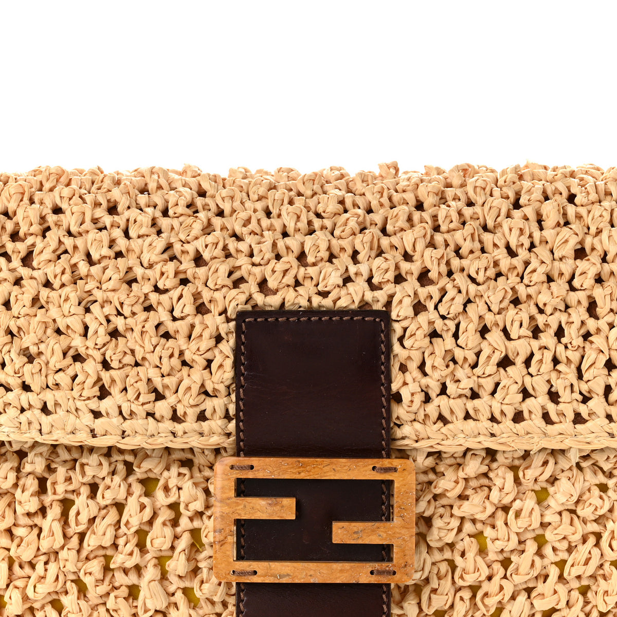 Fendi Woven Straw Baguette Beige Brown 7 of 9