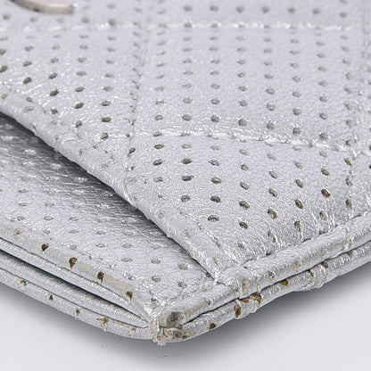 Chanel Metallic Lambskin Perforated Quilted Card Holder Silver 12 of 12