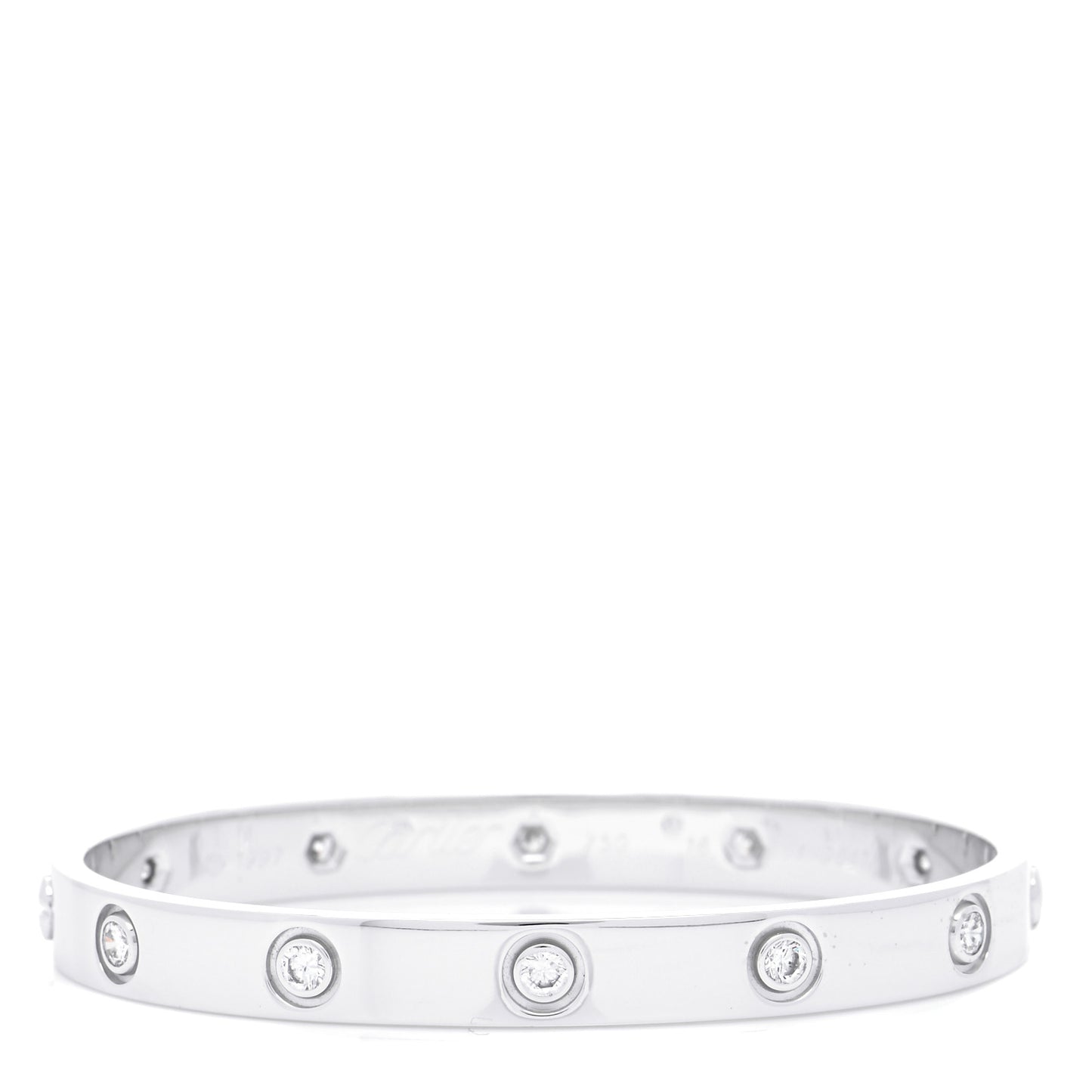 18K White Gold 10 Diamond LOVE Bracelet 16
